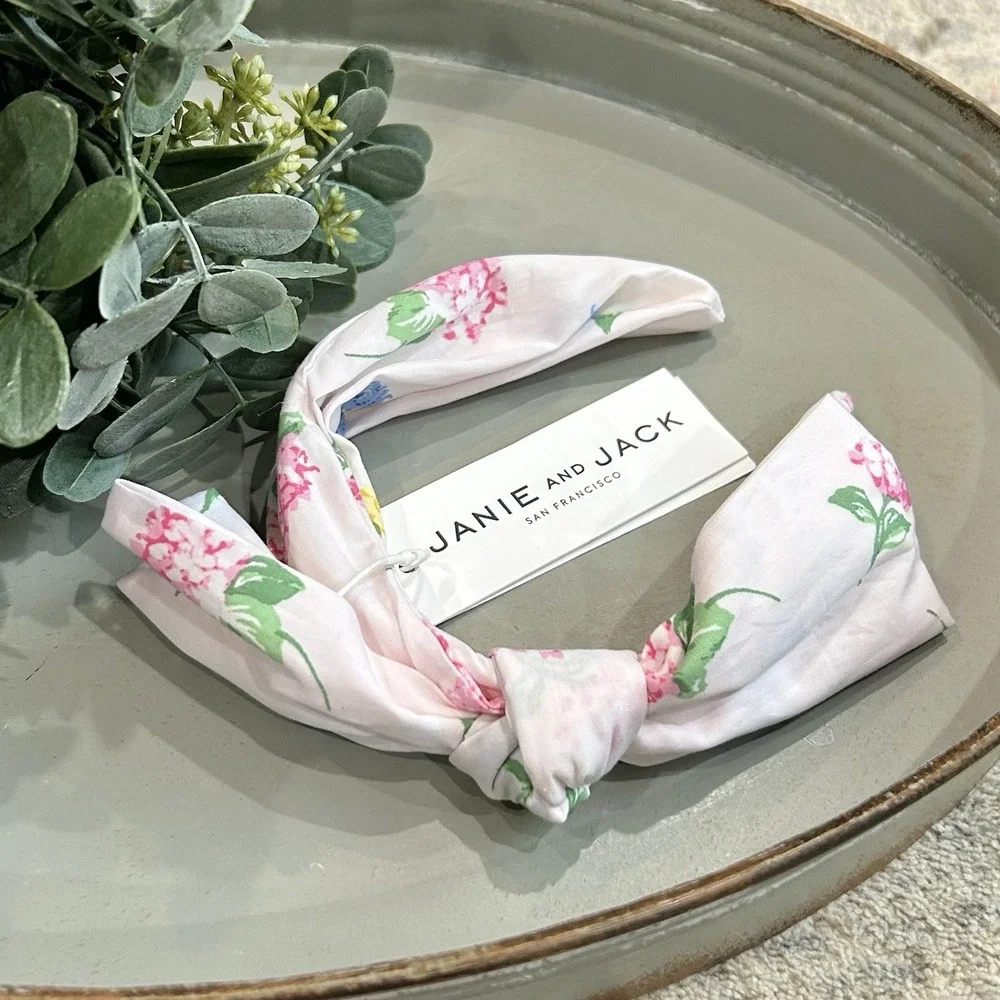 Janie And Jack‎ Floral Pink/Green Bow Headband NWT